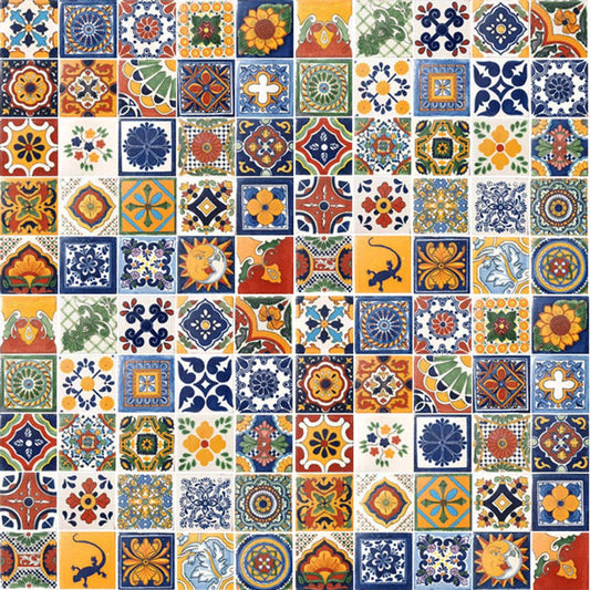 100 Assorted Mexican Ceramic 4x4 inch Hand Made Tiles